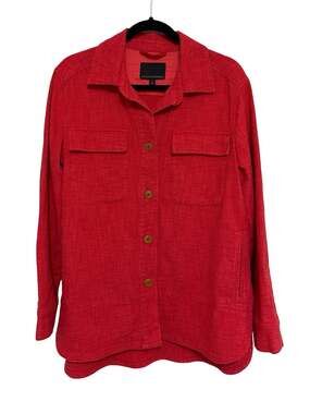Banana Republic Women’s Hopsack Shirt Jacket Shacket in Poppy Red - Size M